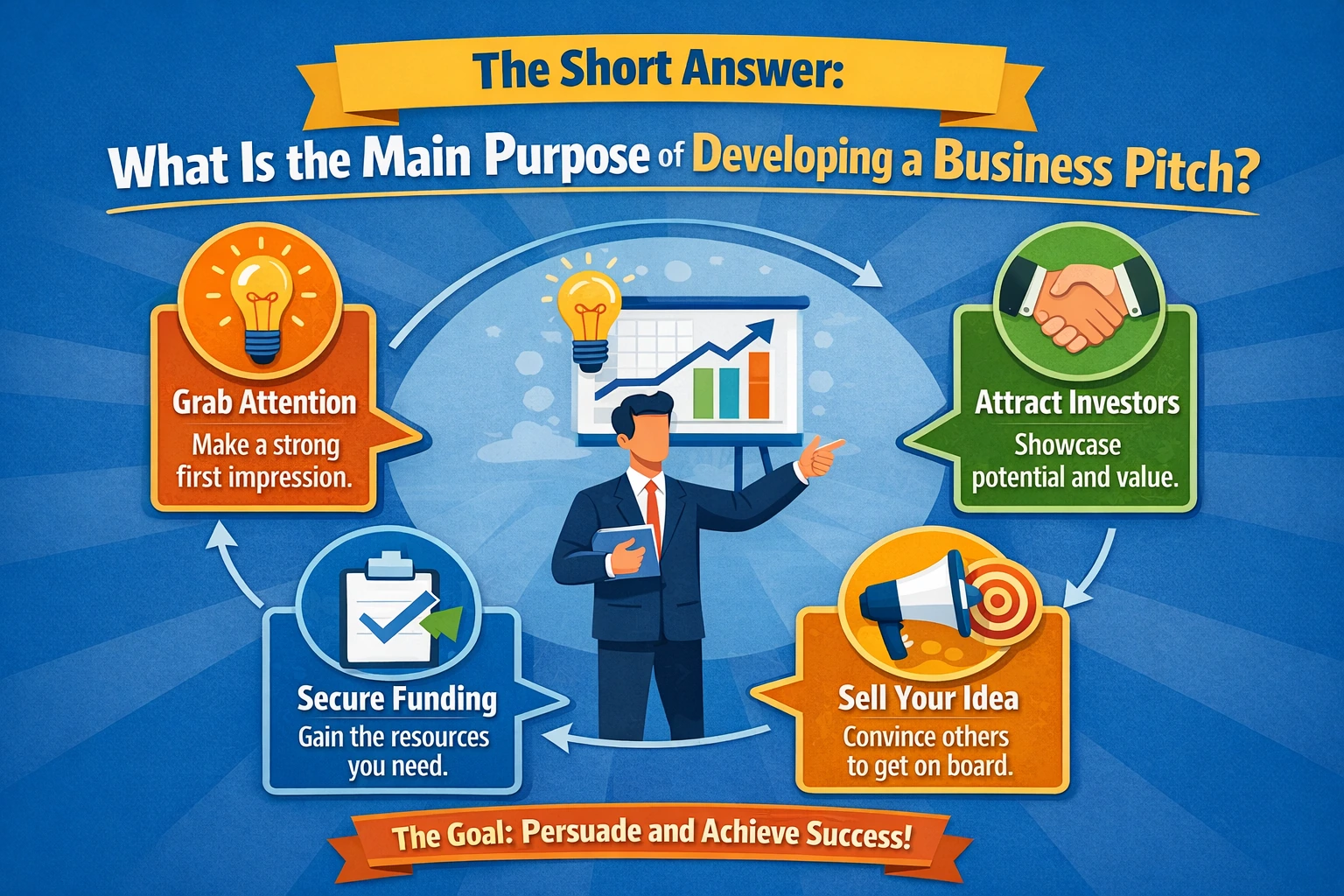 Wat is het belangrijkste doel van het ontwikkelen van een businesspitch?